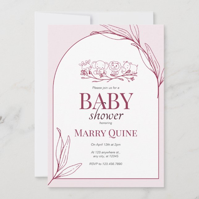 Invitación Chic Tipografía Baby Shower  (Anverso)