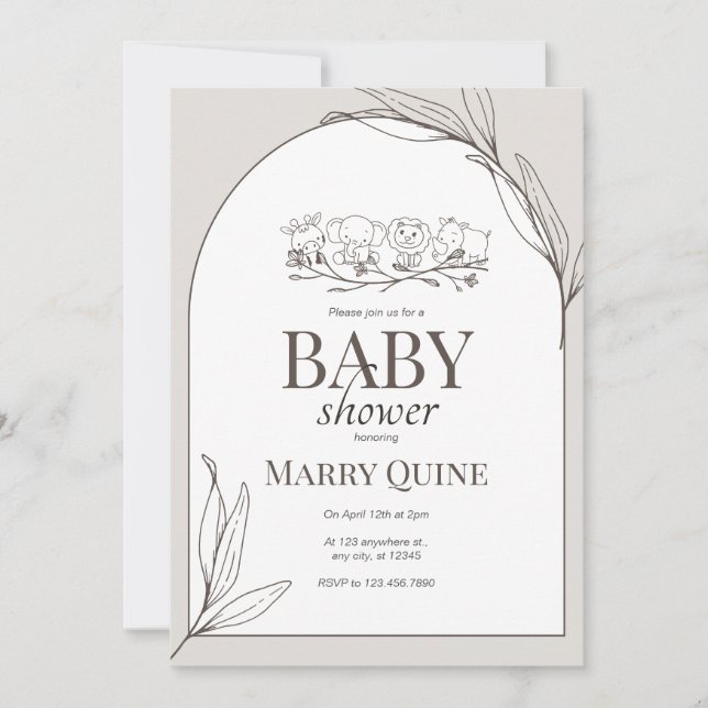 Invitación Chic Tipografía Baby Shower  (Anverso)