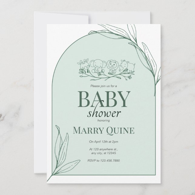 Invitación Chic Tipografía Baby Shower  (Anverso)