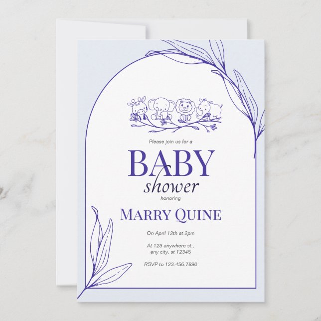 Invitación Chic Tipografía Baby Shower  (Anverso)