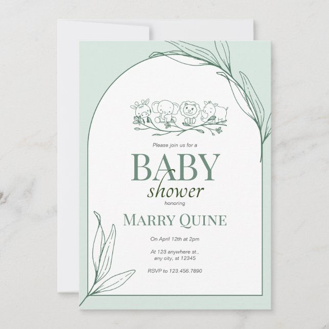 Invitación Chic Tipografía Baby Shower  (Anverso)