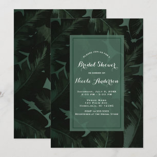 Invitación Chic Verde y Negro Hojas Tropicales Baby Shower Nu