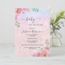 Chic Verde y Rosa Floral Acuarela baby shower