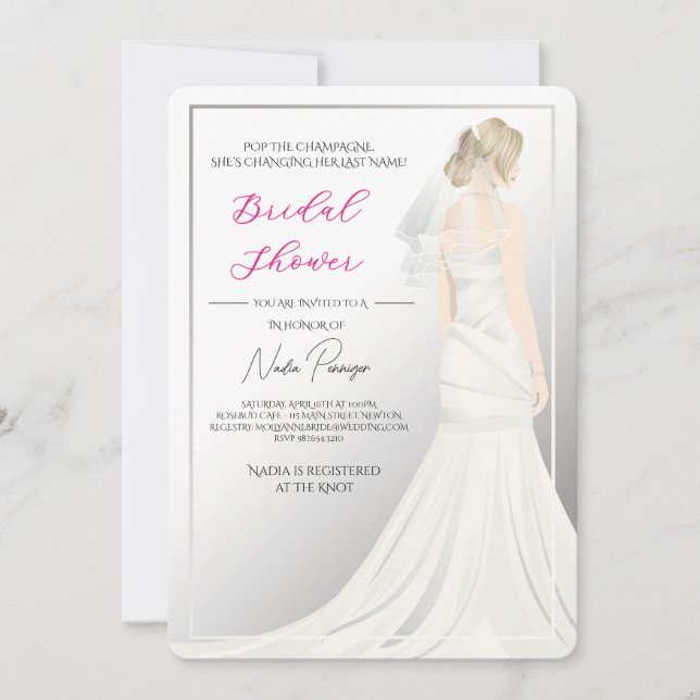 Invitación Chic Vestida para la Ocasión Fiesta de Despedida d (Anverso)