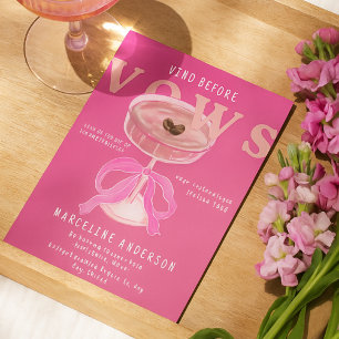 Invitación Chic Vino Antes de las Votos Vino Rosado Lazo Desp