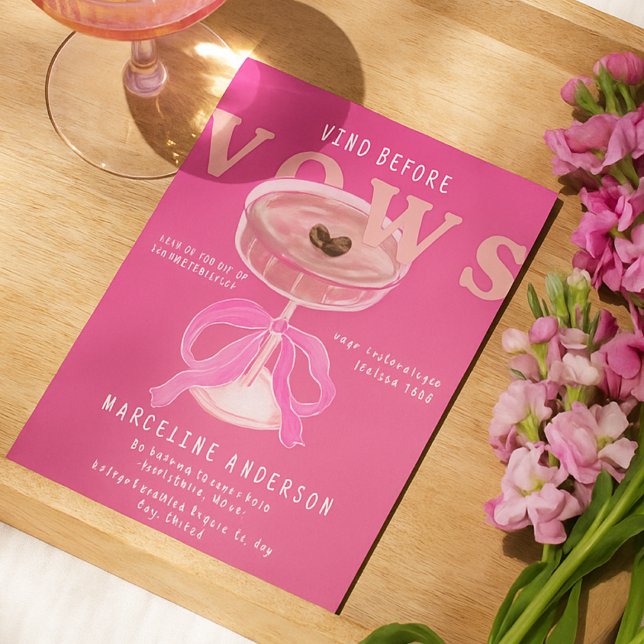 Invitación Chic Vino Before Vows Pink Wine Bow Bridal Shower (Subido por el creador)