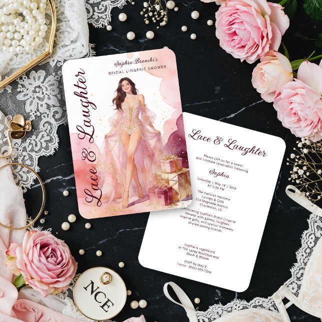 Invitación Chic Vintage Model Girl Lingerie Bridal Shower (Chic Vintage Model Girl Lingerie Bridal Shower Cards in Pastel and Glitter Effect Invitation Cards. )
