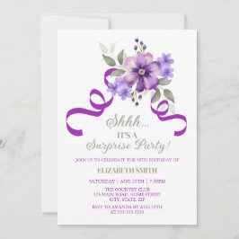 Invitación Chic Violet Floral Botanical Surprise Birthday