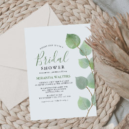 Invitación Chic Watercolor Eucalipto Vegetación Lluvia de Reg