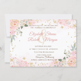 Invitación Chic Watercolor Flowers Snowflakes Wedding 
