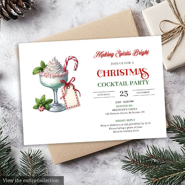 Invitación Chic Watercolor Holiday Cocktails Party Invitation (Chic Watercolor Holiday Cocktails Party Invitation)