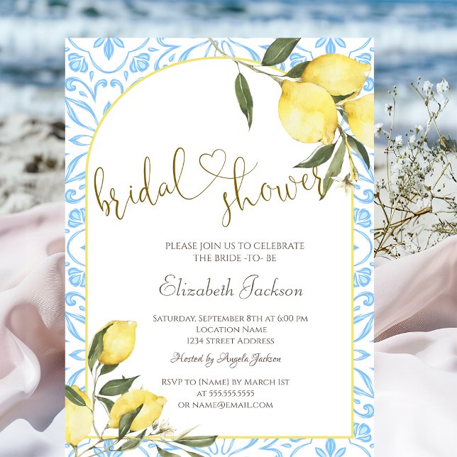 Invitación Chic Watercolor Lemons Bridal Shower  (Subido por el creador)
