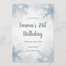 Invitación Chic Winter 21st Birthday Invitation – Snowflakes