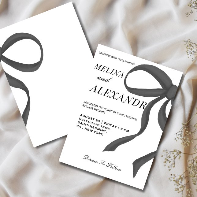 Invitación Chic y moderno lazo negro y blanco boda  (Subido por el creador)
