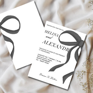 Invitación Chic y trendy Cinta Boda en blanco y negro 