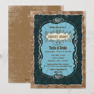 Invitación chic y vintage ducha de novia rústica