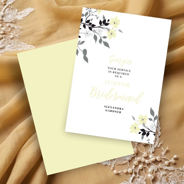 Invitación Chic Yellow Floral Bunch Wedding Jr Bridesmaid (Chic Yellow Floral Bunch Wedding Jr Bridesmaid Proposal Card.)