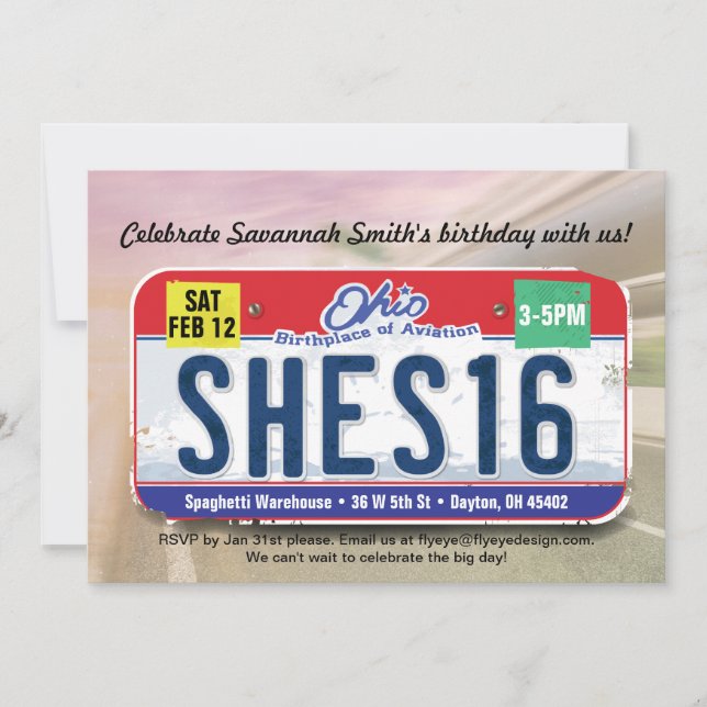 Invitación Chica 16a. Convocatoria de licencia de cumpleaños  (Anverso)
