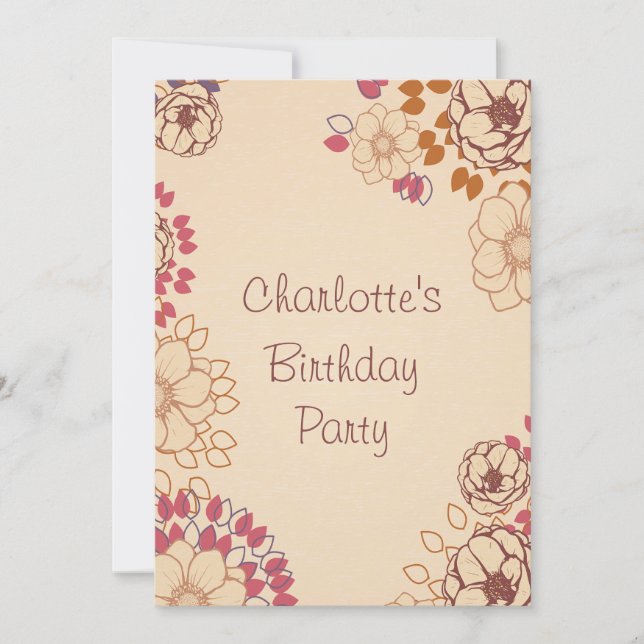 Invitación Chica 17º Cumpleaños Cute Floral Moderna (Anverso)