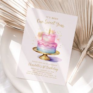 Invitación Chica 1.ᵉʳ Pastel Fiesta de cumpleaños