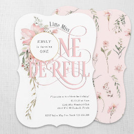 Invitación Chica 1er cumpleaños Pequeña Miss Onederland Rosa