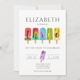 Invitación Chica 3º cumpleaños Paleta de veraneo helado