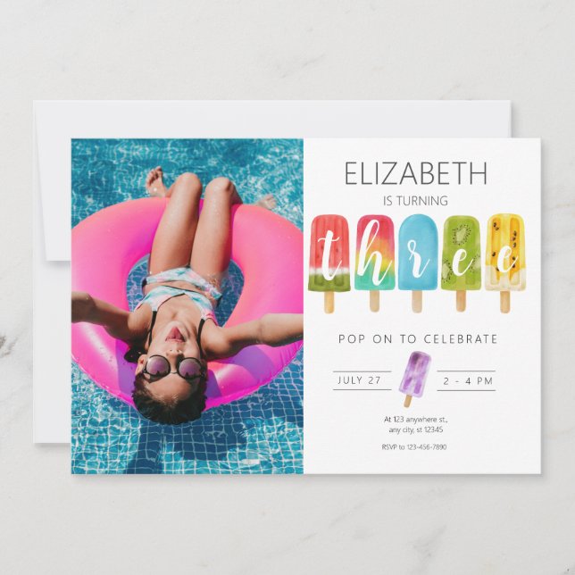 Invitación Chica 3.ᵉʳ verano popsicle helado helado (Anverso)