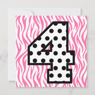 Invitación Chica 4º Nombre Personalizado de Cumpleaños Puntos