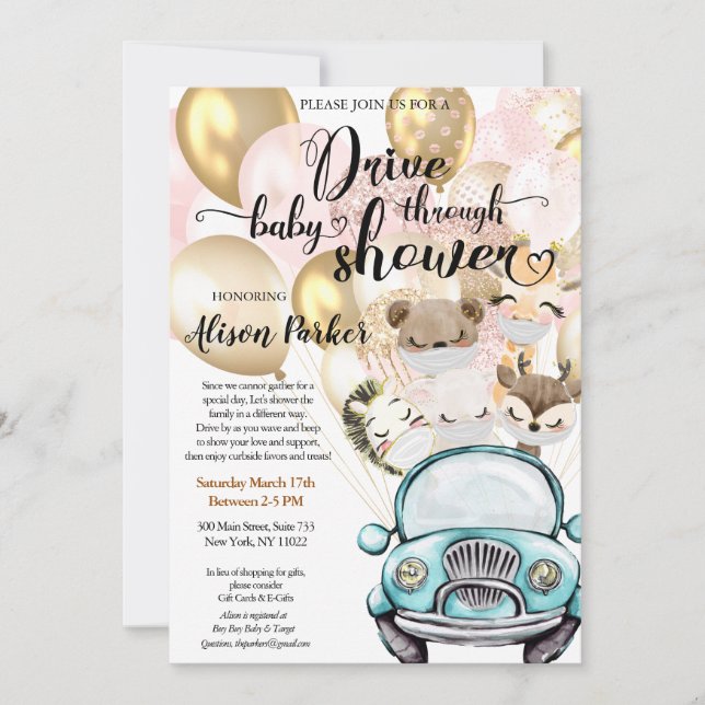 Invitación Chica a través de Baby Shower | Safari Friends (Anverso)