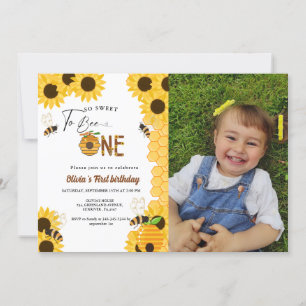 Invitación Chica Abeja día de miel amarilla primera fiesta de