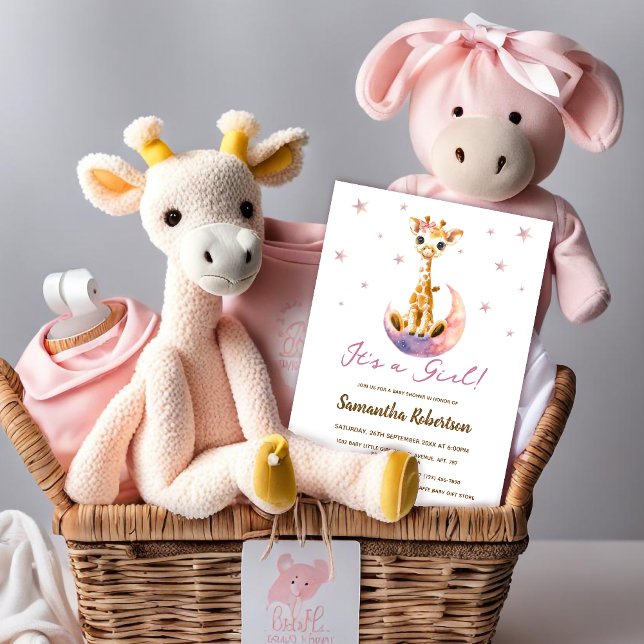 Invitación Chica acuático Cute Baby Giraffe Baby Shower (Subido por el creador)