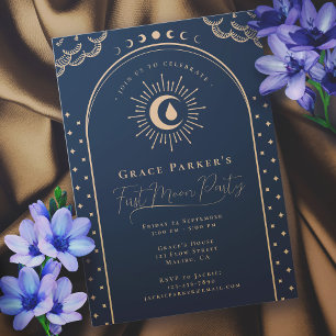Invitación Chica adolescente Celestial Blue First Moon Period