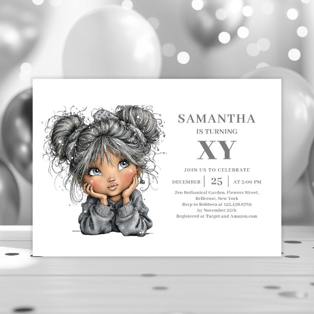 Invitación Chica adolescente extravagante Cumpleaños fiesta d (Quirky Teenager Girl Black Gold Birthday Party Invitation

)