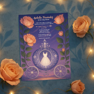 Invitación Chica adolescente Fairytale Quinceañera Carriage F