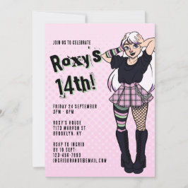Invitación Chica adolescente Punk Personalizado rosado 14º cu