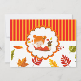 Invitación Chica Adorable De Otoño Pintado A Mano