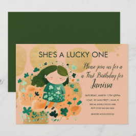 Invitación Chica Afortunada de Cumpleaños de San Patricio Fie