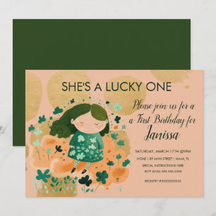 Invitación Chica Afortunada de Cumpleaños de San Patricio Fie