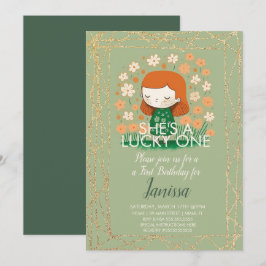 Invitación Chica Afortunada de Cumpleaños de San Patricio Gli