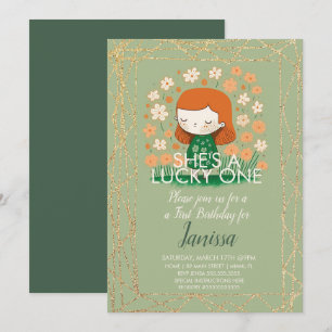 Invitación Chica Afortunada de Cumpleaños de San Patricio Gli