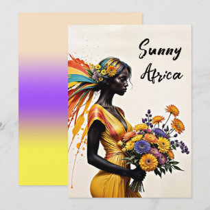 Invitación Chica africana de moda étnica crisantemo floral