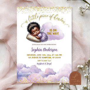 Invitación Chica africano africano morado pequeño ángel Baby 