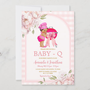 Invitación Chica africano lindo BBQ Rosa Gingham Baby Shower