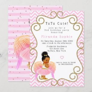 Invitación Chica afroamericana Ballerina Fiesta de cumpleaños
