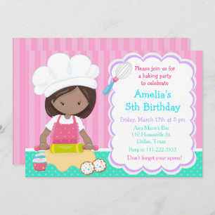 Invitación Chica afroamericano aburrido fiesta de cumpleaños