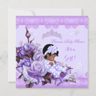 Invitación Chica afroamericano de Baby Shower Butterfly Lilac