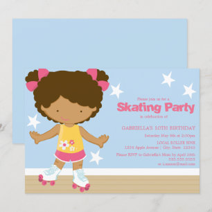 Invitación Chica afroamericano patinador del fiesta el  