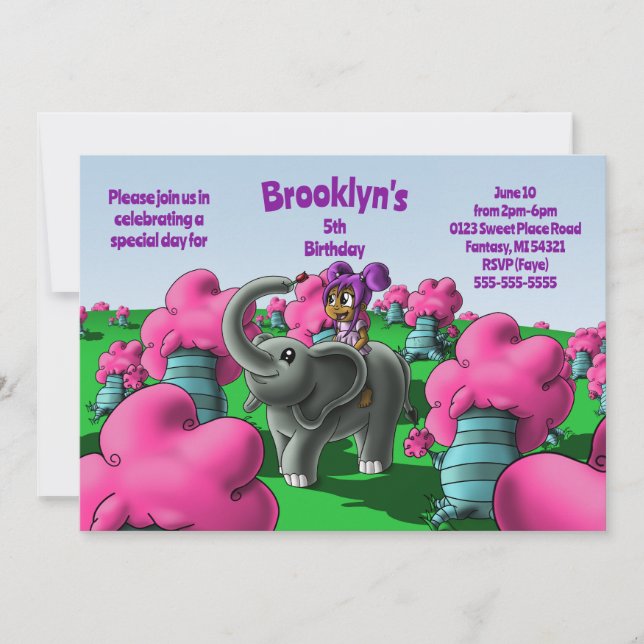 Invitación Chica afroamericano y fiesta de cumpleaños del ele (Anverso)