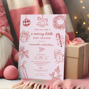 Invitación Chica alegre baby shower rosa caprichoso