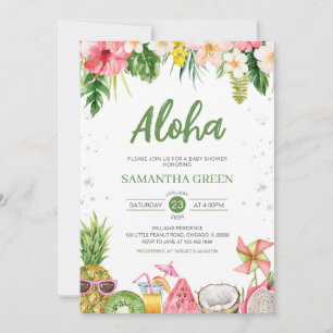 Invitación Chica Aloha Hawaiian Baby Shower